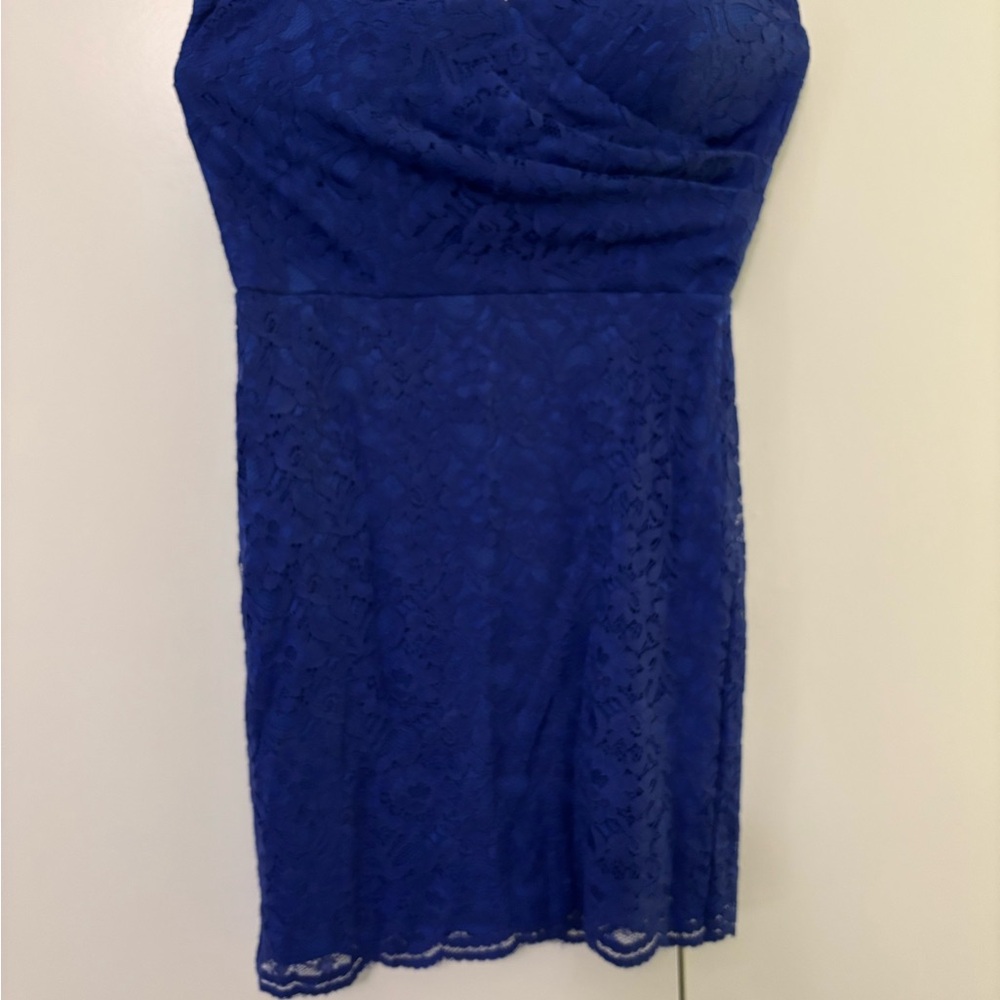 Teeze Me Strapless Royal Blue Lace Dress